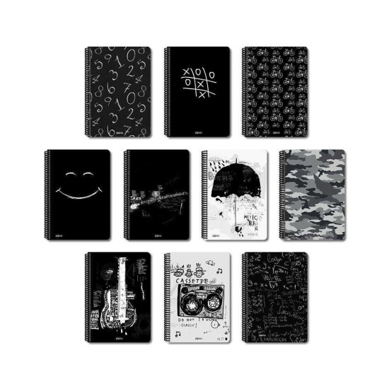Papirüs Black Sert Kapak 120 Yaprak 16X23cm Spiralli Çizgili Defter